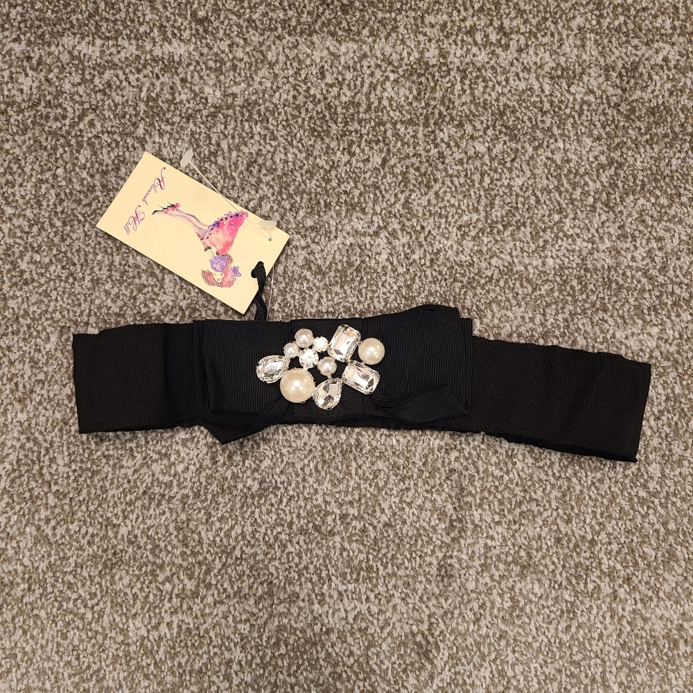 Alannah Hill Black Elastic Embellished Belt